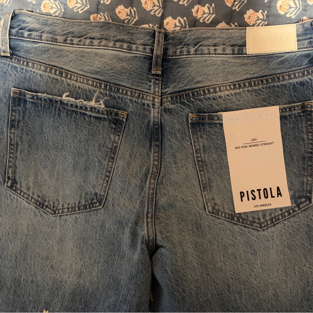 NWT Pistola Lexi Confetti Heart Embroidered Bowed Straight Jeans | Size 24 - Picture 9 of 9